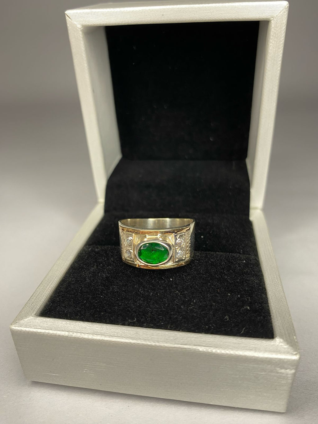 Anillo de plata 970 con detalles en oro 14k, esmeralda y circón mujer