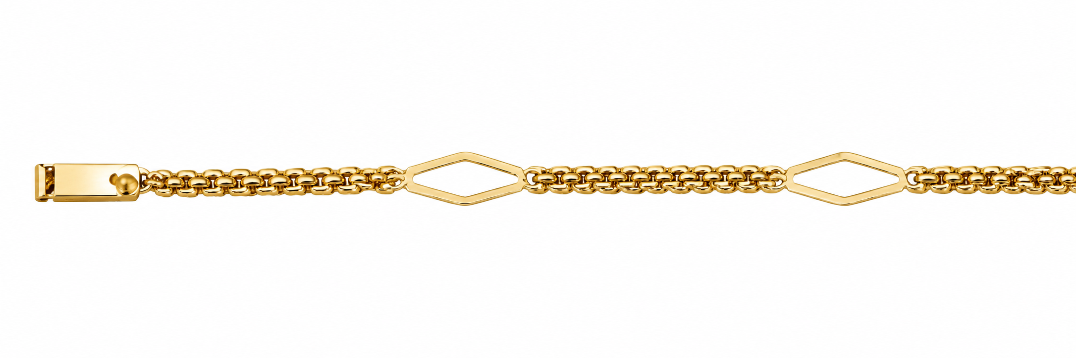 Pulsera Oro 18K Turbillón Inglés con Rombos