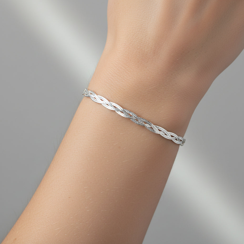 Pulsera Cinta Trenzada plata 925