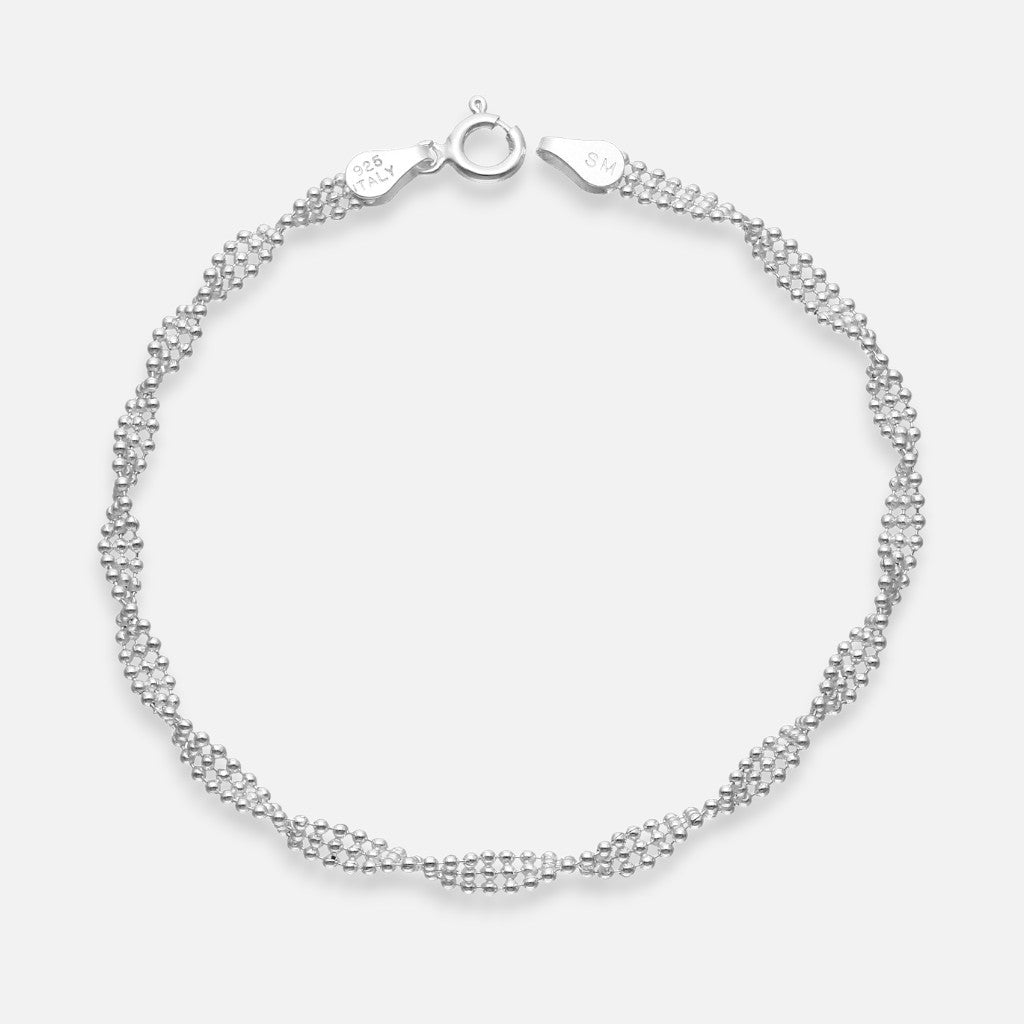 Pulsera Malla de Esferas Entorchada plata 925