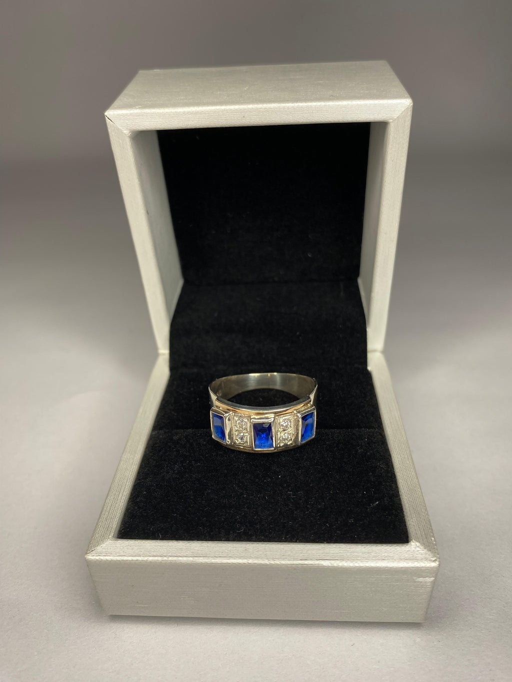 Anillo de plata 970 con detalles en oro 14k, zafiro y circón mujer
