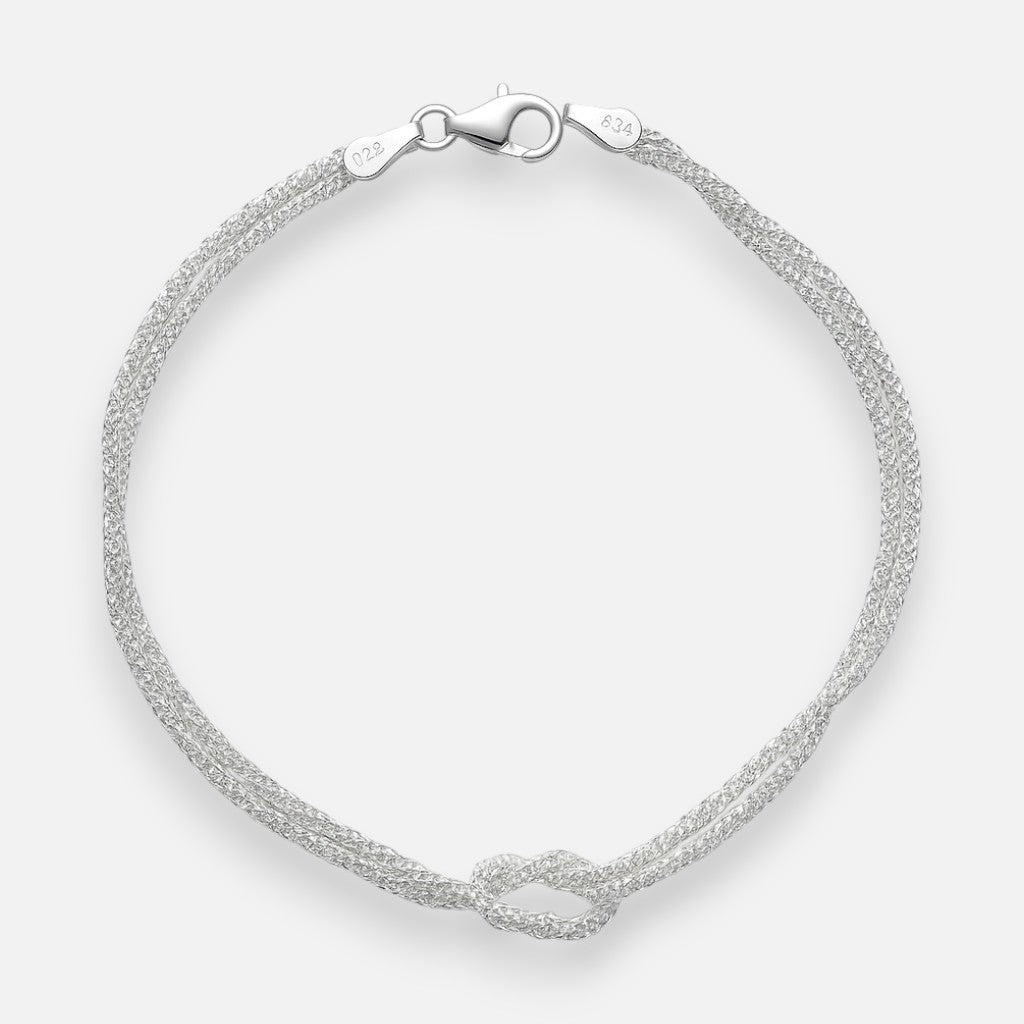 Pulsera Doble Espuma Diamantada Nudo de Amor plata 925