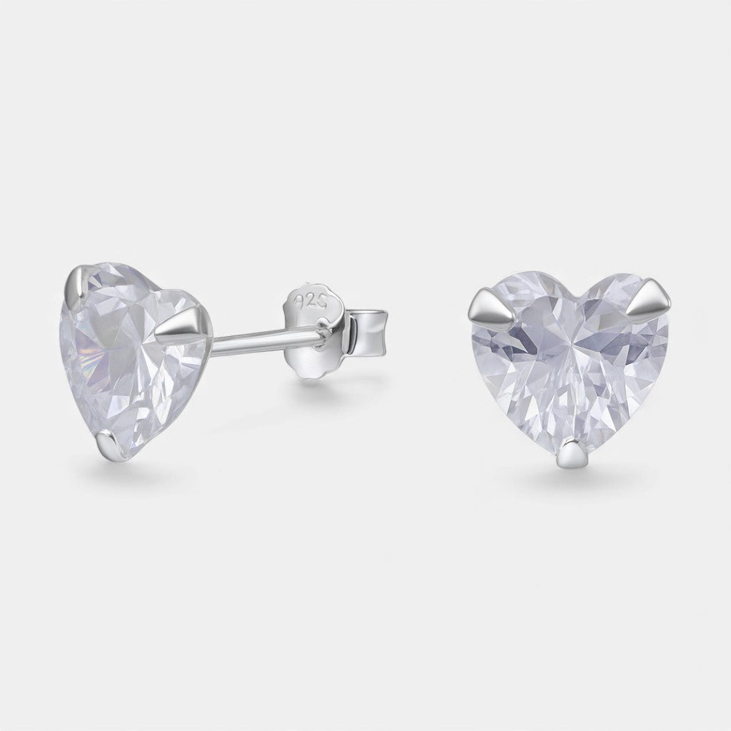 Aros plata 925 circón corazón