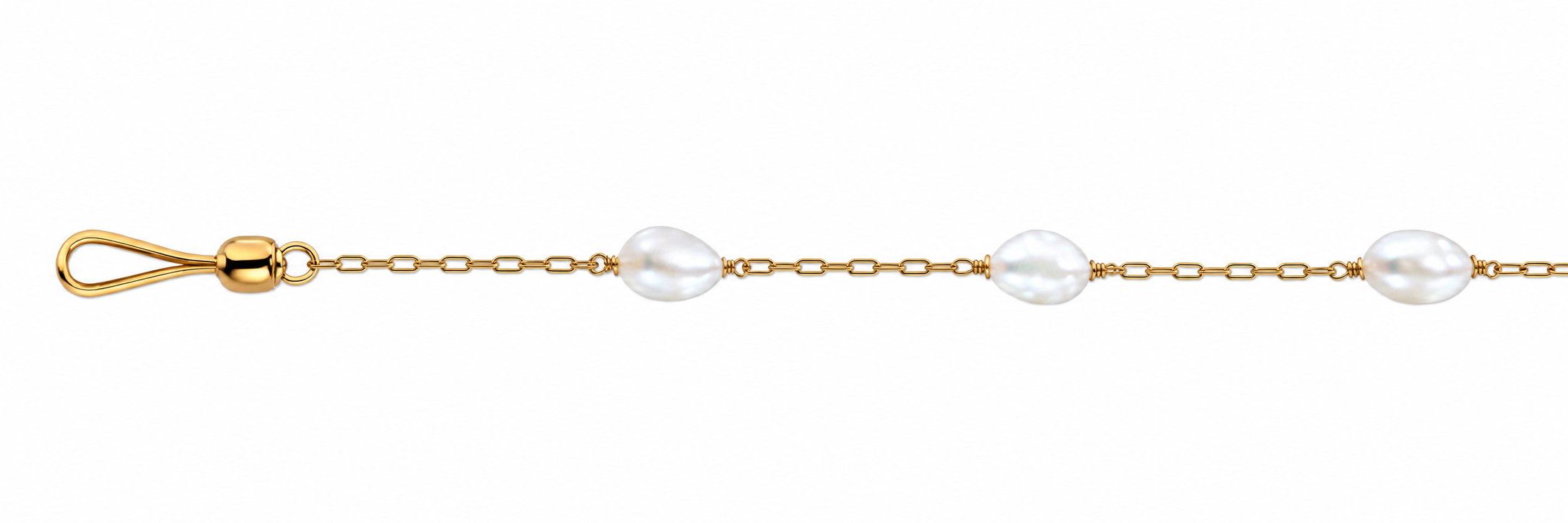 Collar Oro 18K Cadena con Perlas de Río