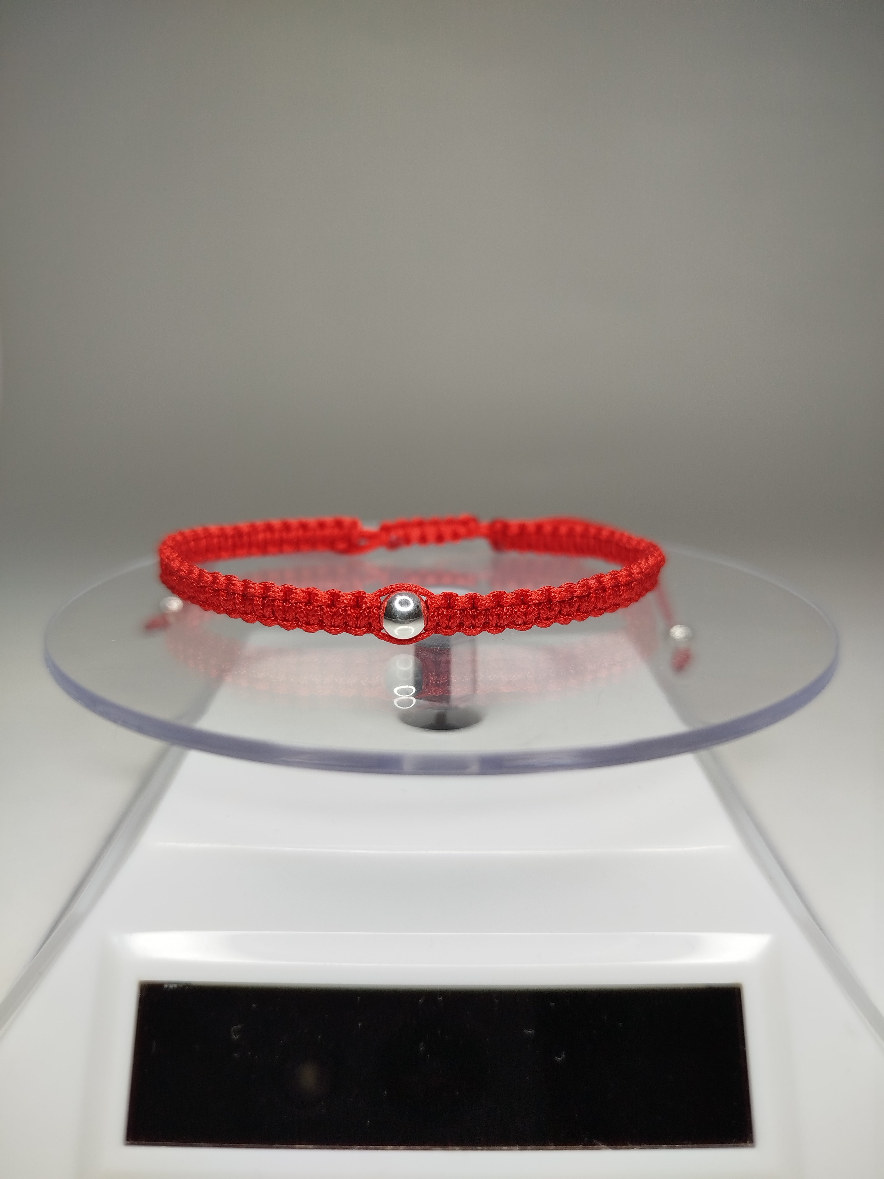 Pulsera hilo rojo con 3 balines de plata 950 ajustable hombre