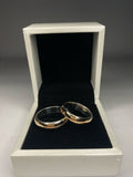Argollas tipo inglesa plata 925 con oro 14k parejas