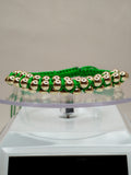 Pulsera hilo verde con balines de oro 18k ajustable hombre