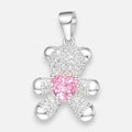 Colgante Osito Corazón Circón Rosa Francia plata 925