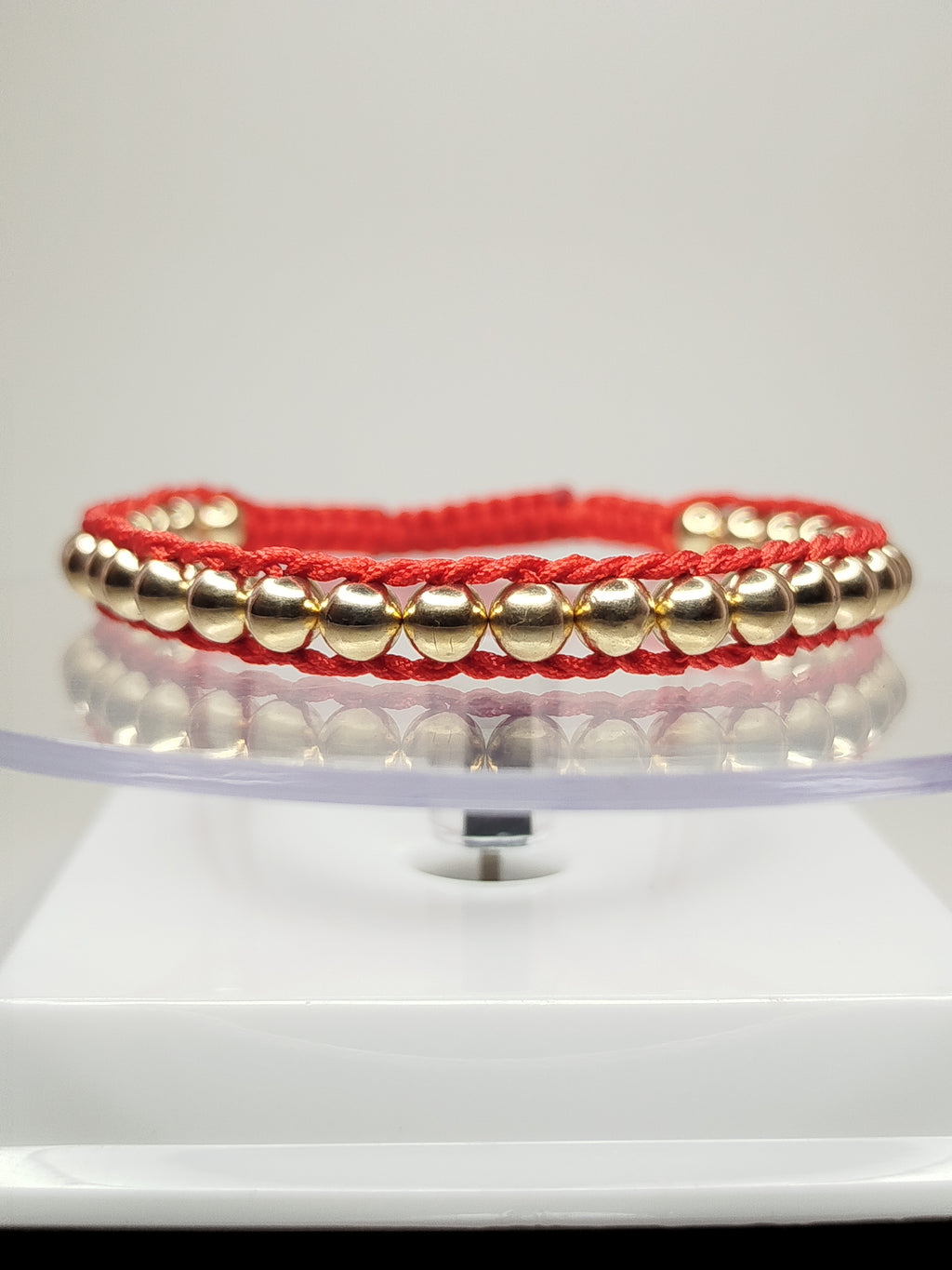 Pulsera hilo rojo oro 18k 30 bolitas ajustable hombre