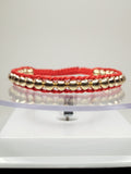 Pulsera hilo rojo oro 18k 30 bolitas ajustable hombre